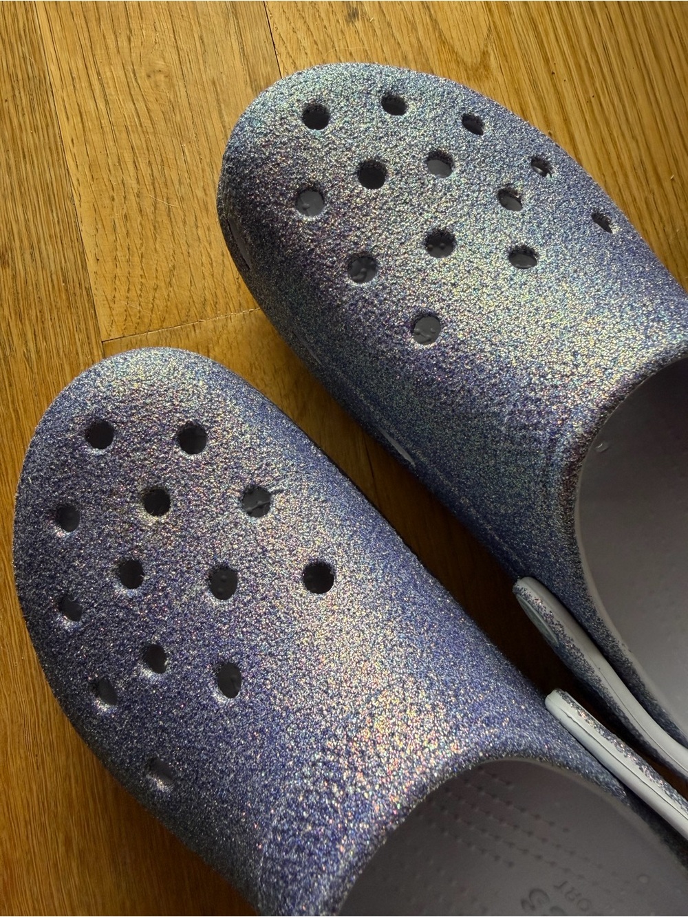 Crocs Size 7W Purple Glitter Sparkle - Picture 9 of 12